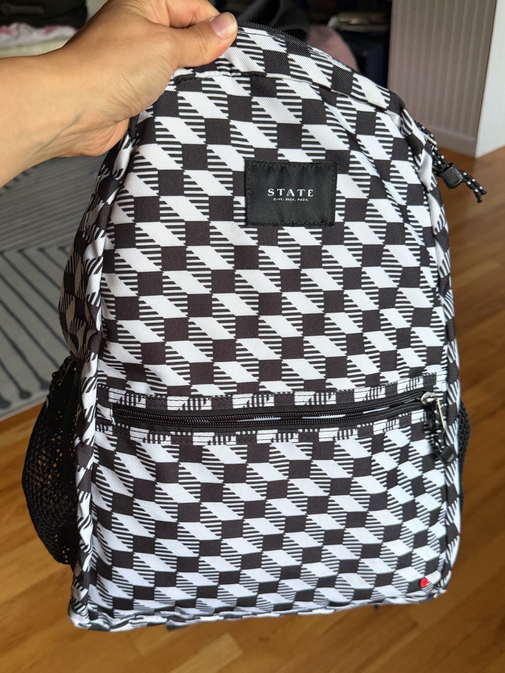 STATE Black & White Geometric Houndstooth Backpack